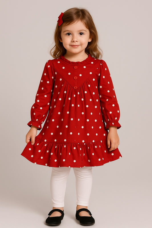 Maroon & White Frock