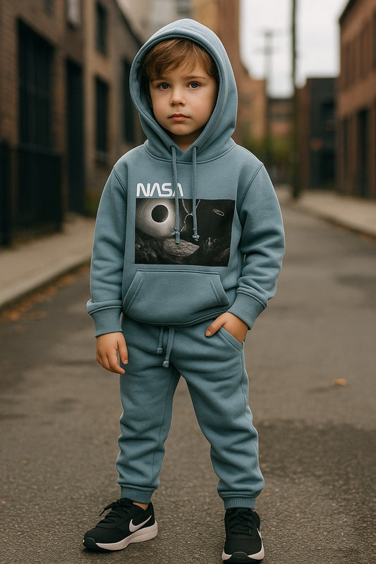 Dusty Blue Hoodie & Trouser Set