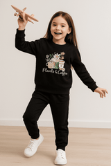 Black Sweatshirt & Trouser Set