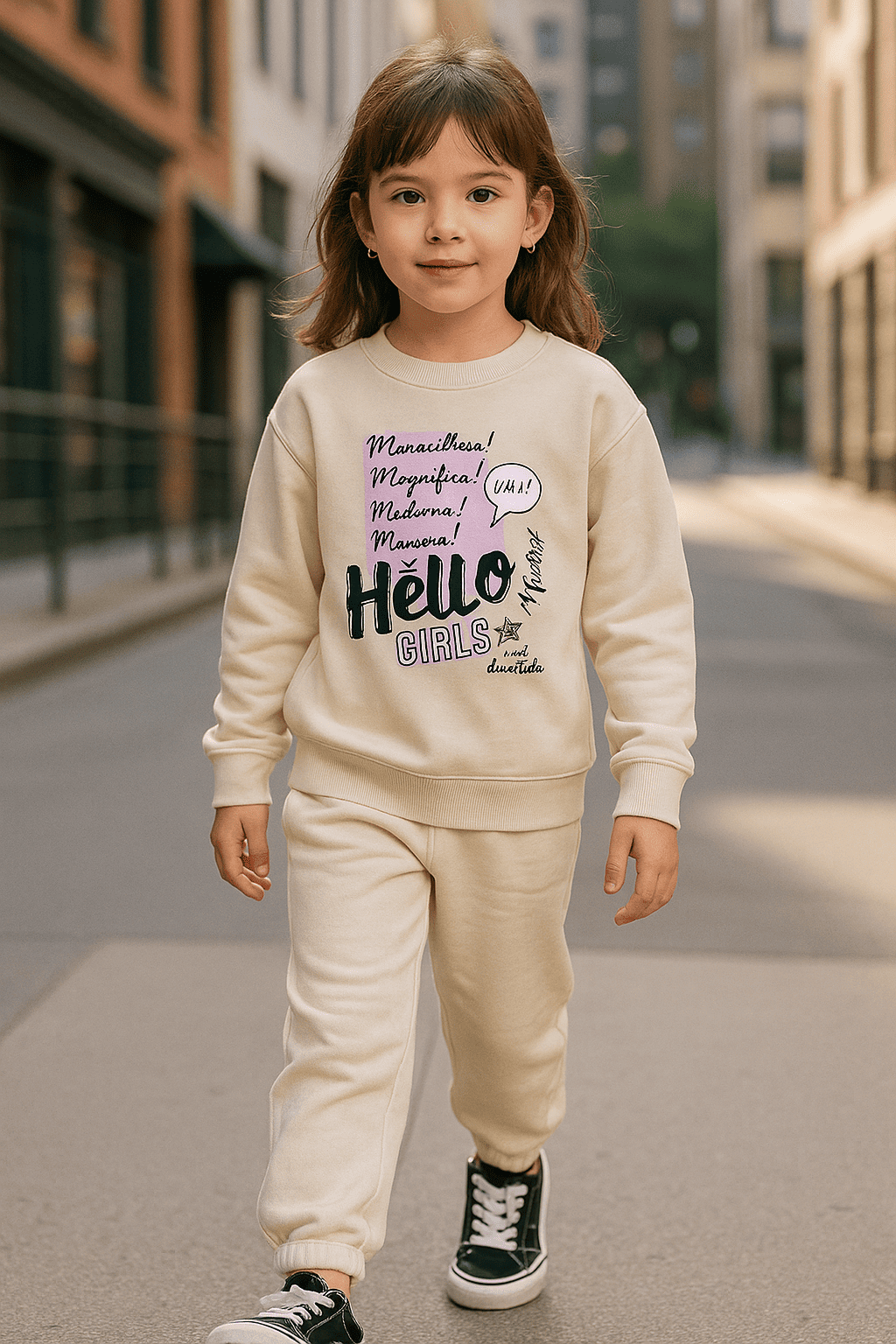 Skin Color Sweatshirt & Trouser Set