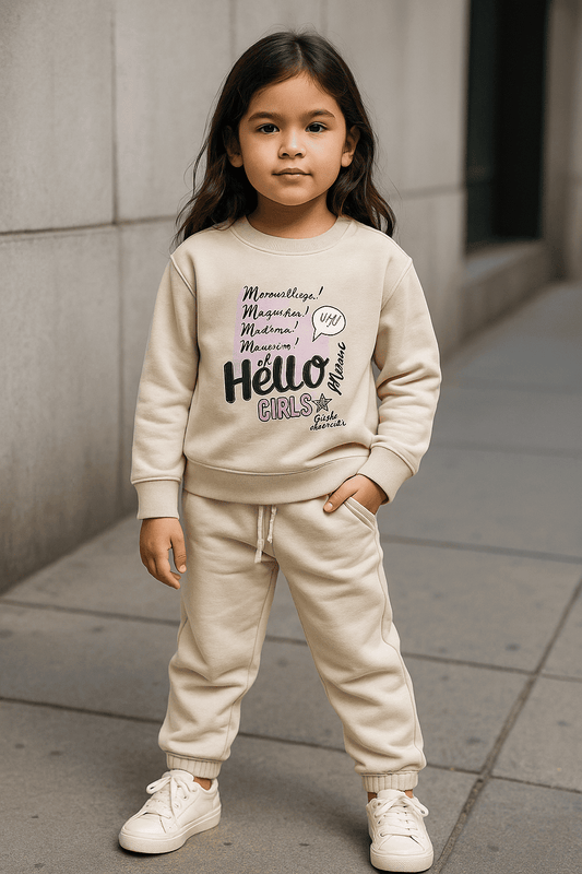 Skin Color Sweatshirt & Trouser Set