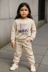 Skin Color Sweatshirt & Trouser Set