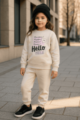 Skin Color Sweatshirt & Trouser Set