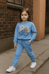 Sky Blue Sweatshirt & Trouser Set