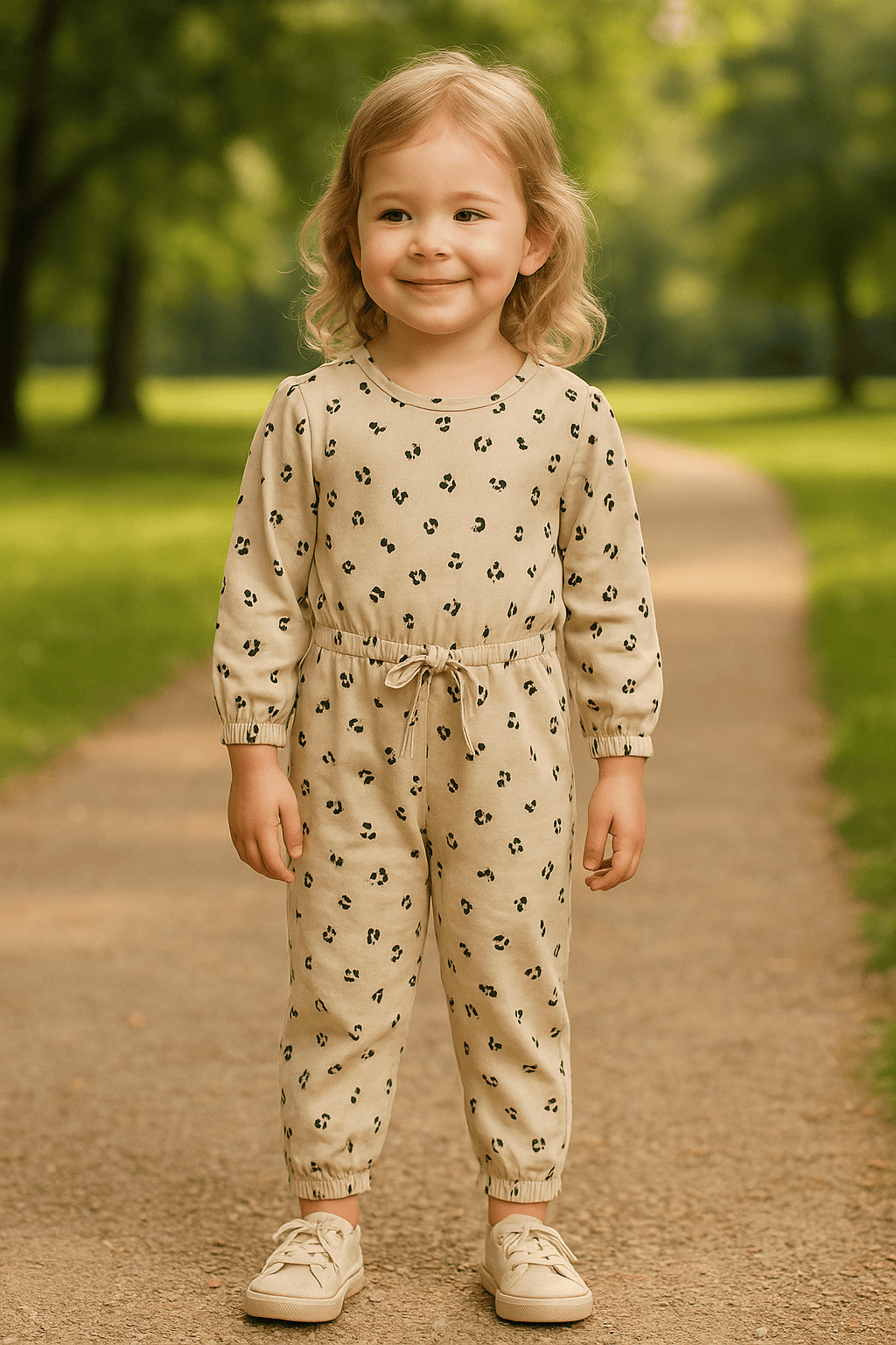 Beige & Black Girls Suit Set