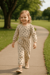 Beige & Black Girls Suit Set