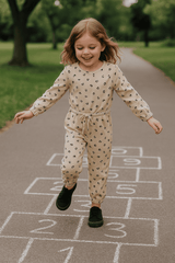 Beige & Black Girls Suit Set