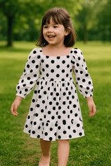 White & Black Dots frock