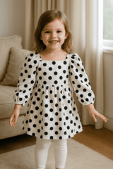 White & Black Dots frock