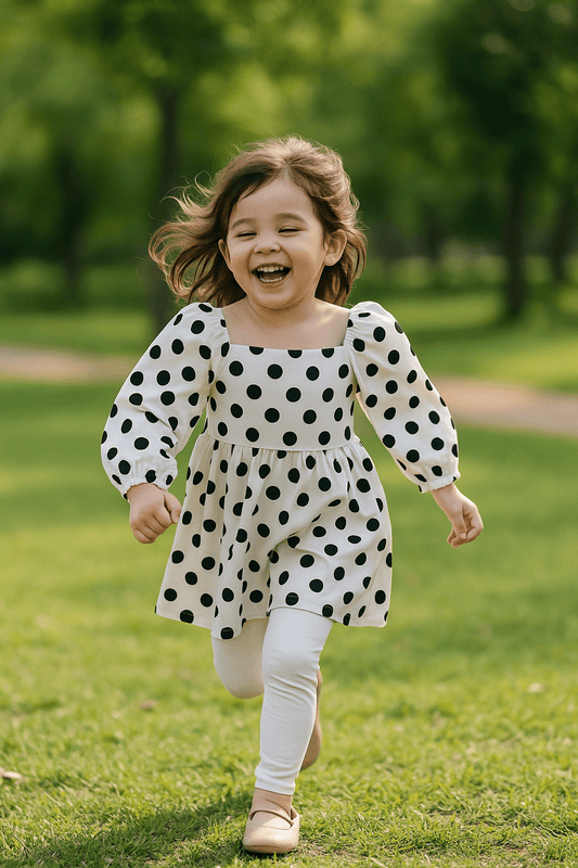 White & Black Dots frock