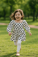 White & Black Dots frock
