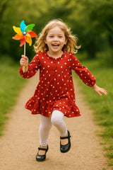 Maroon & White Frock