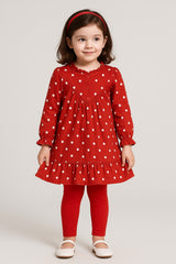 Maroon & White Frock