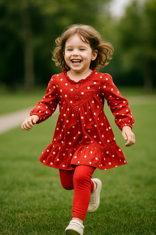 Maroon & White Frock