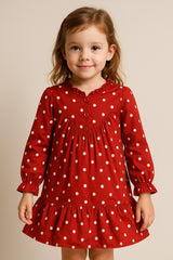 Maroon & White Frock