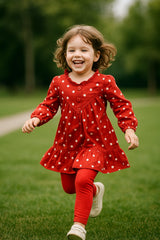 Maroon & White Frock