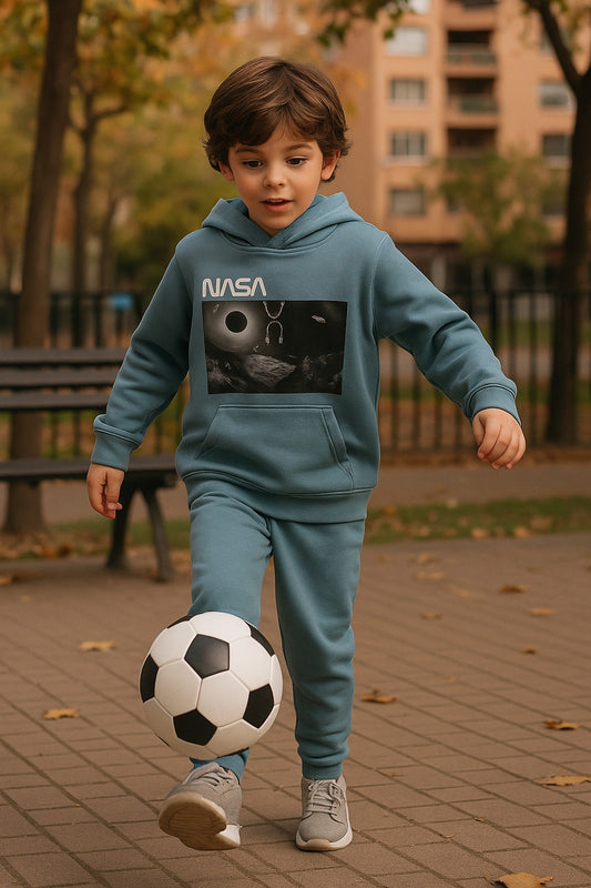 Dusty Blue Hoodie & Trouser Set