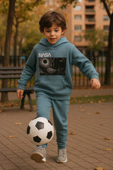 Dusty Blue Hoodie & Trouser Set