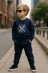 Blue X Sweatshirt & Trouser Set