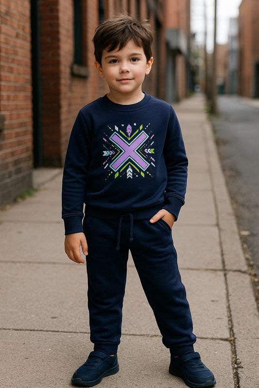 Blue X Sweatshirt & Trouser Set